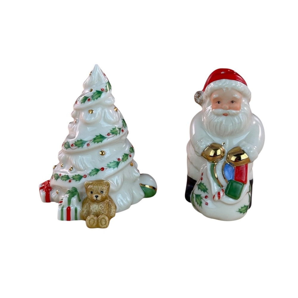 Lenox Christmas Santa and Tree Salt & Pepper Shaker Set